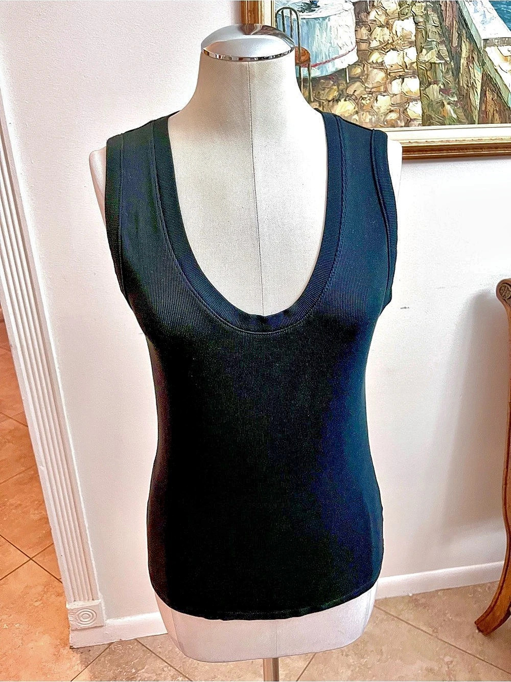 Target Ribbed Tank Top in Black Large